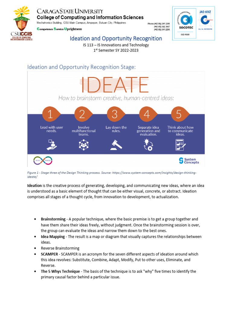 Ideation and Opportunity Recognition Guide | PDF | Brainstorming ...