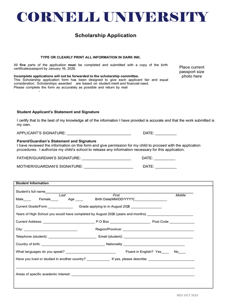Cornell University Scholarship Application | PDF | Diastole | Medicine