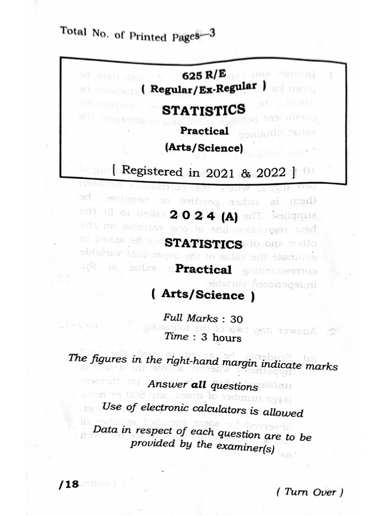 Statistics Practical Question 2024 | PDF