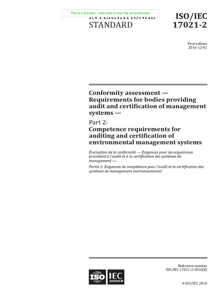 ISO/IEC 17021-2: Environmental Audit Standards | PDF | International ...