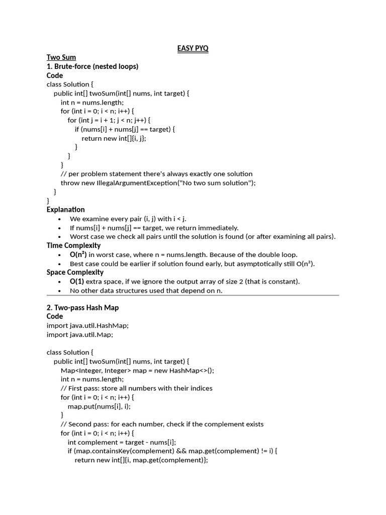 Two Sum Problem Solutions in Java | PDF | Pointer (Computer Programming ...