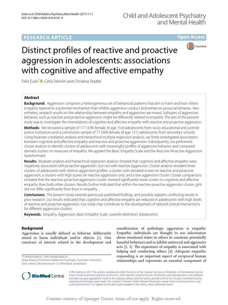 Reactive and Proactive Aggres | PDF | Empathy | Aggression