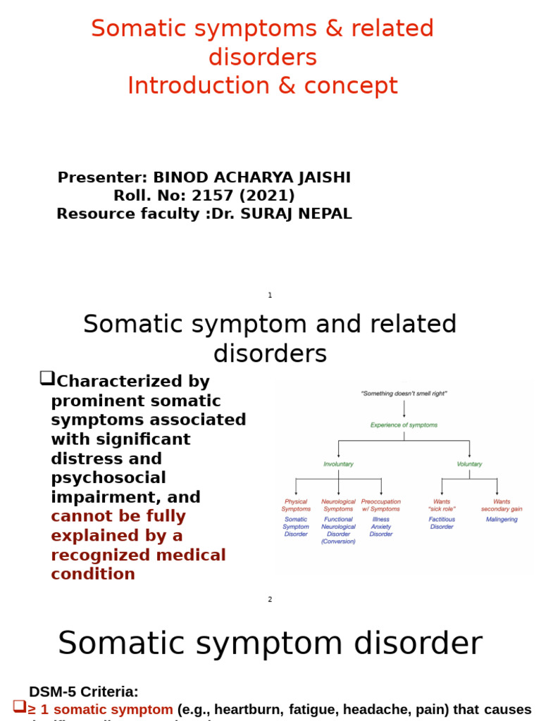 Somatic Symptom Disorders Overview | PDF | Mental Disorder | Diseases ...