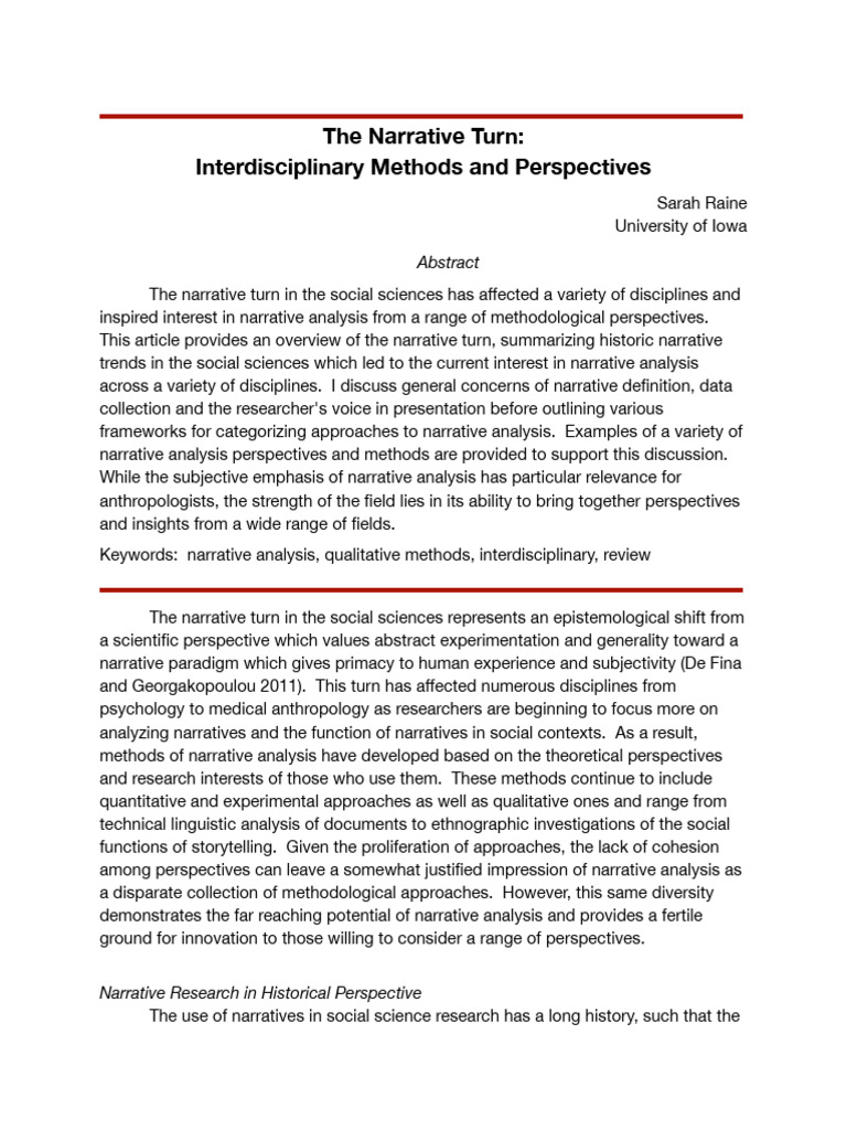 Overview of Narrative Analysis Methods | PDF | Narrative | Ethnography