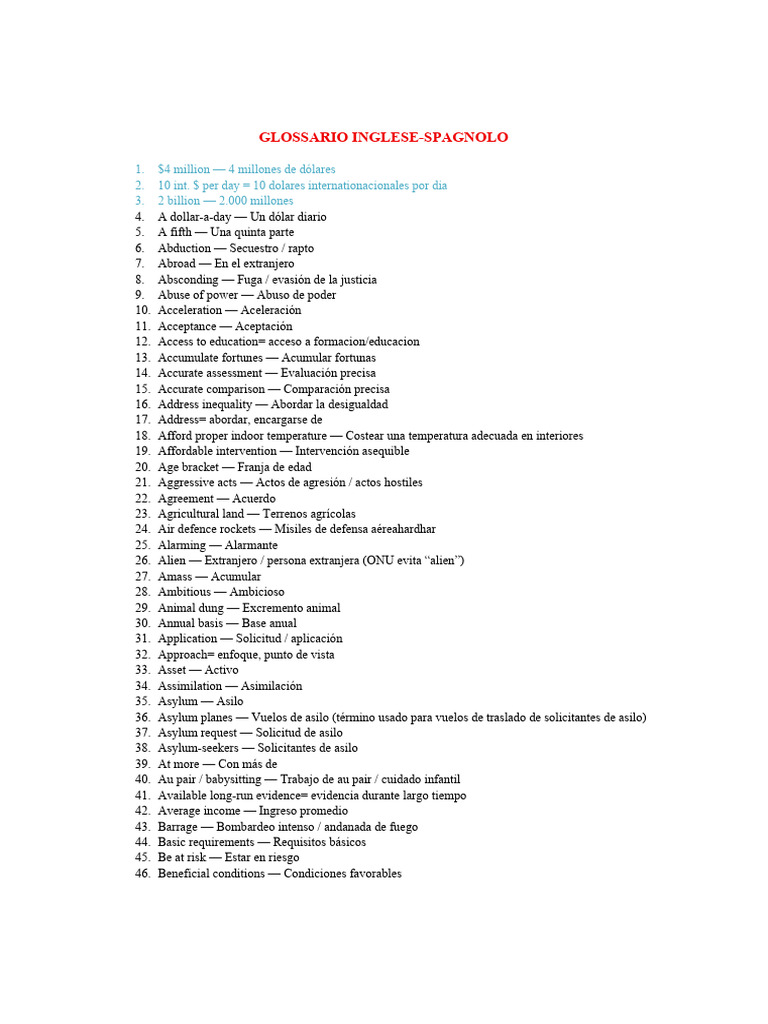 Glosario Inglés-Español de Términos Clave | PDF | Economias