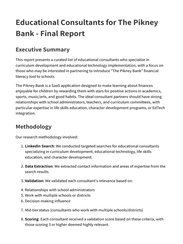 Educational Consultants for Pikney Bank | PDF | Learning