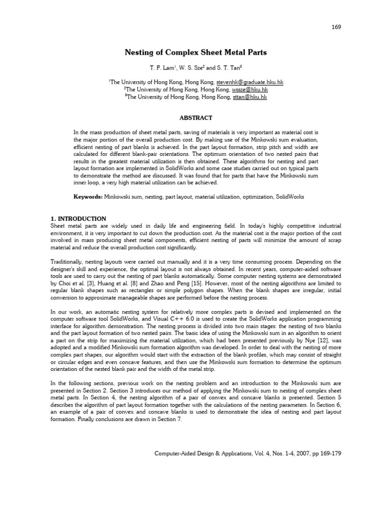 Efficient Nesting of Complex Metal Parts | PDF | Convex Set | Vertex ...