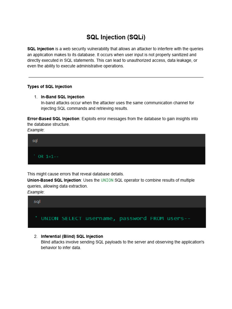 Understanding SQL Injection Vulnerabilities | PDF | Key (Cryptography ...