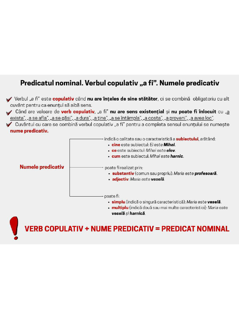 Verbul Copulativ. Numele Predicativ | PDF
