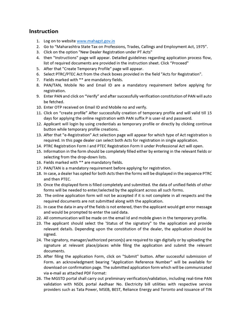 Maharashtra PT Act Dealer Registration Guide | PDF | Access Control ...