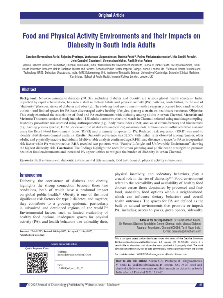 Food and Physical Activity Environments and Their.12 | PDF | Obesity ...