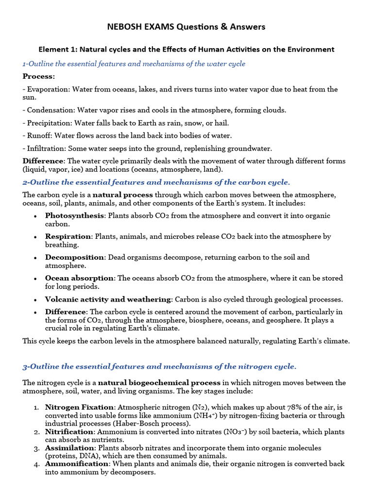 Environment NEBOSH Exams Q & a (1) | PDF | Cost–Benefit Analysis ...