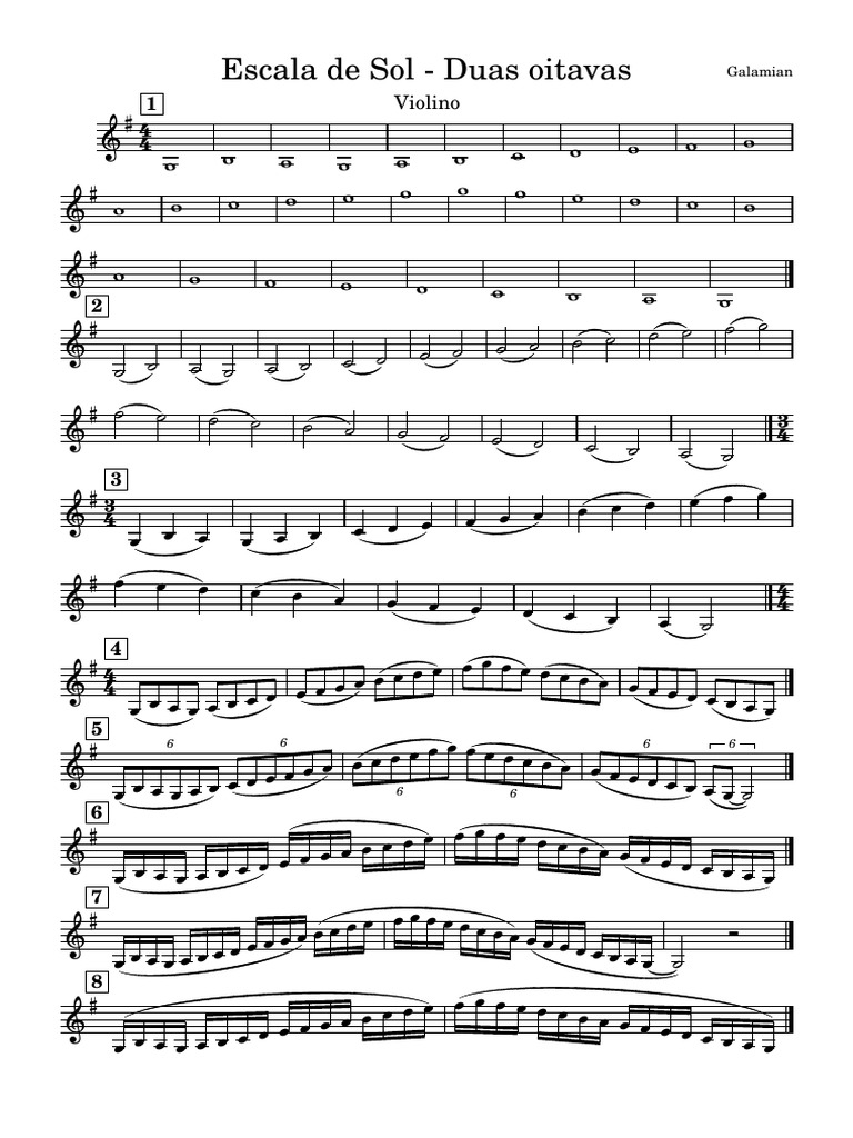 Escala Sol - 2 Oitavas - Violino | PDF