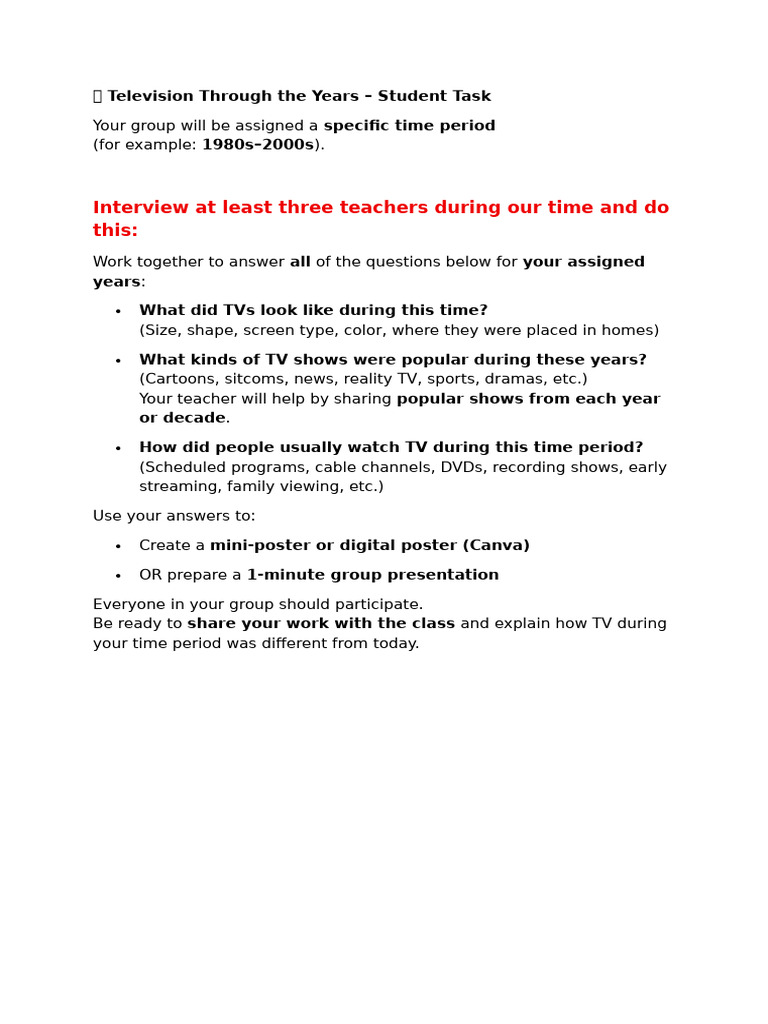 TV Evolution: A Student Research Project | PDF