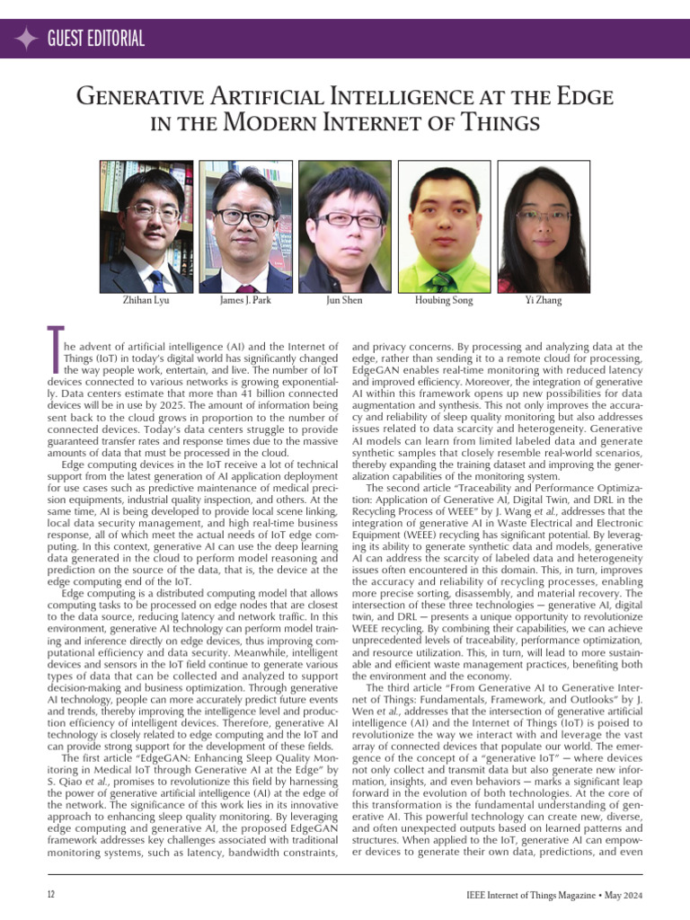 Guest Editorial Generative Artificial Intelligence at The Edge in The ...