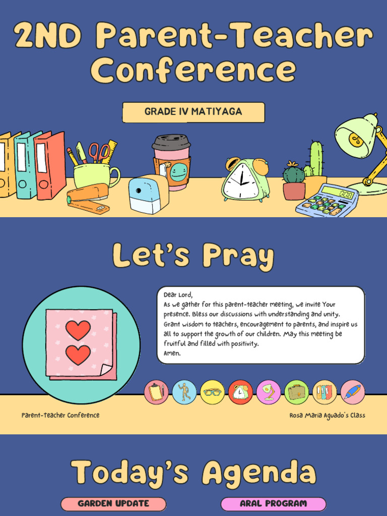 Parent-Teacher Conference Educational Presentation in Blue and Yellow ...