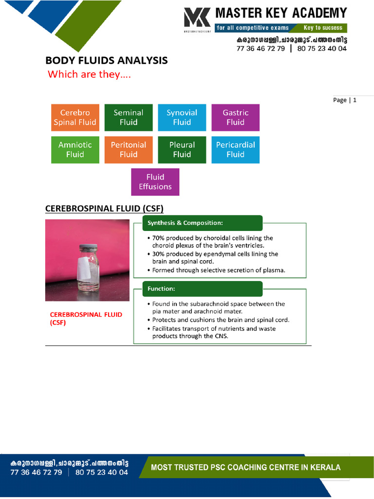 Cerebrospinal and Body Fluids Analysis | PDF | White Blood Cell ...