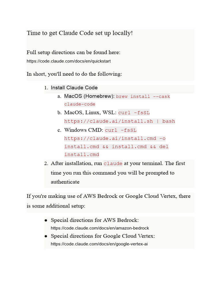 Local Setup Guide for Claude Code | PDF