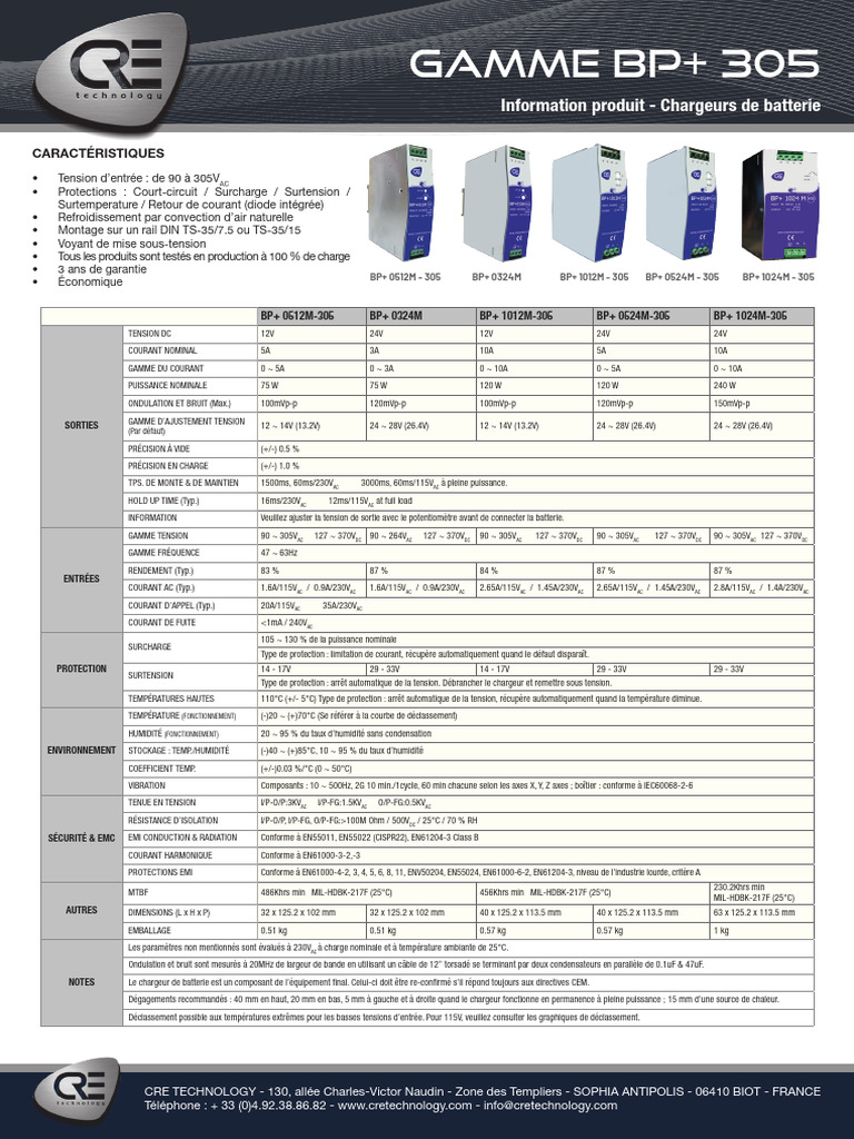 Chargeurs de batterie BP+ 305 - Caractéristiques | PDF | Électronique ...