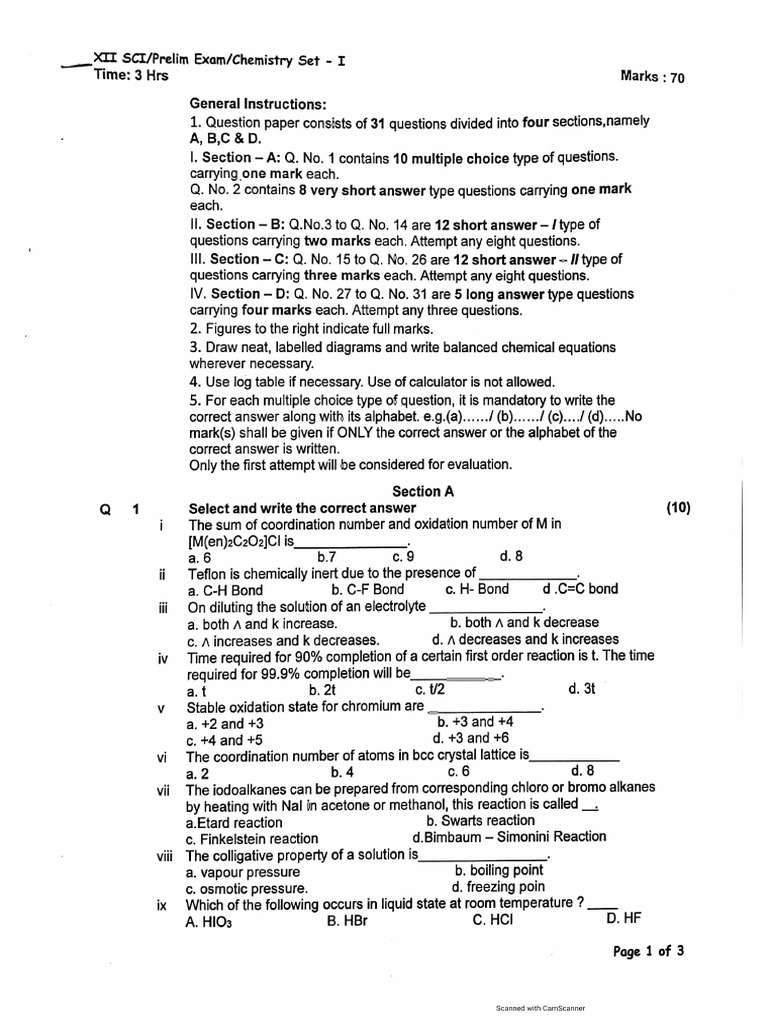 Chemistry Set 1 | PDF
