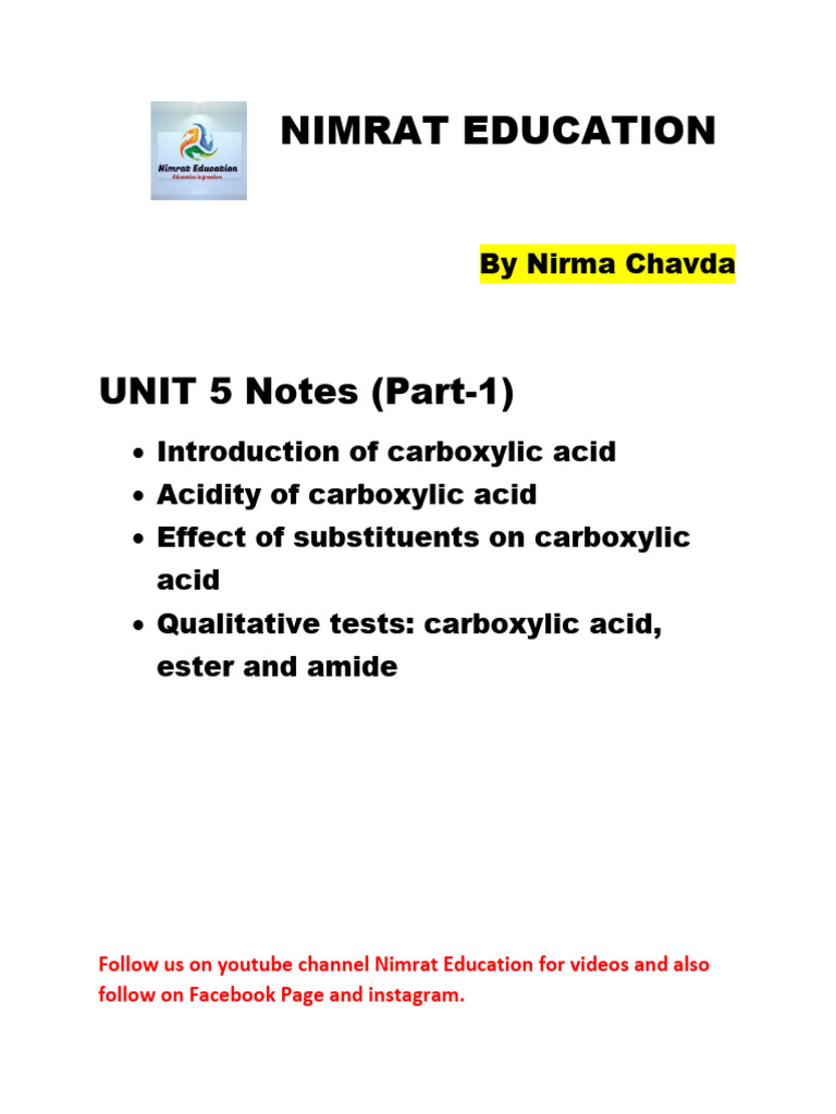 Carboxylic Acids: Properties & Tests | PDF | Organic Chemistry | Chemistry