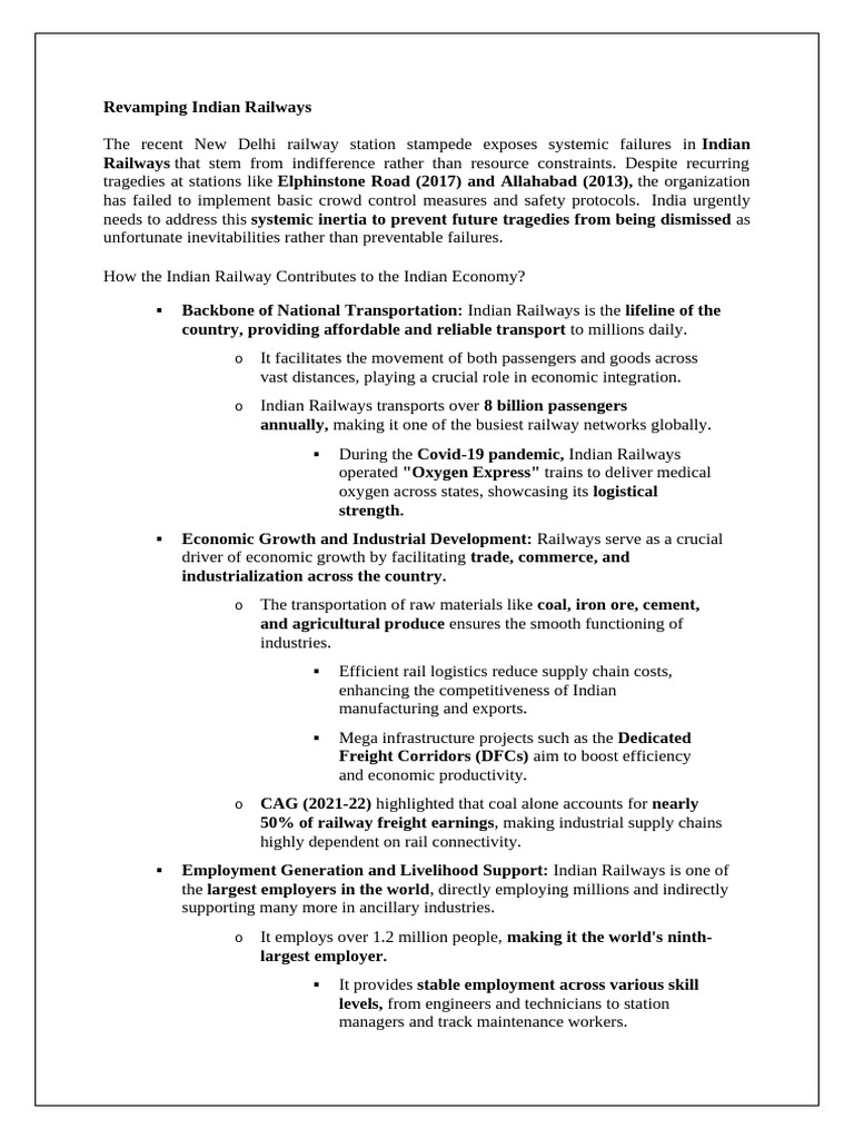 Revamping Indian Railways for Safety and Growth | PDF | Rail Transport ...