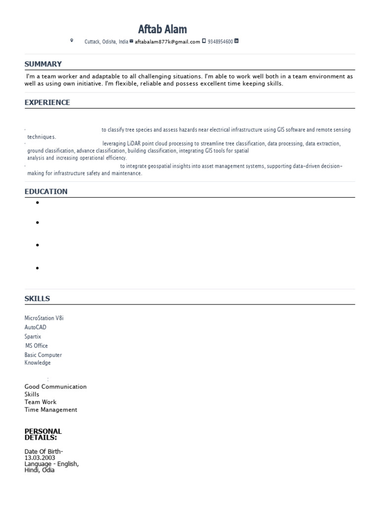 Aftab Alam Resume | PDF
