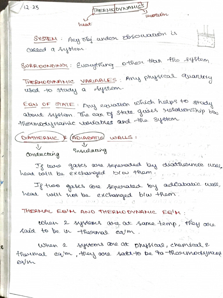 Thermodynamics Physics Notes | PDF