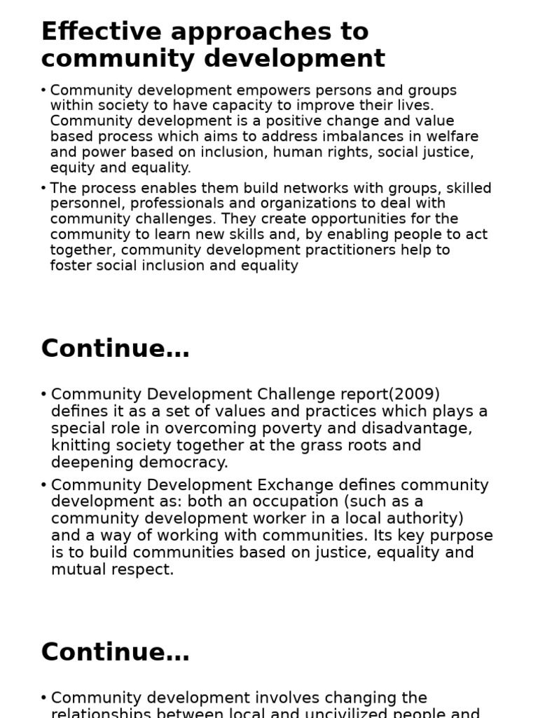 Community Development Approaches Explained | PDF | Community ...