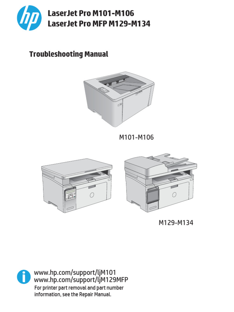 HP LaserJet Pro M101-M134 Troubleshooting Guide | PDF | Printer ...