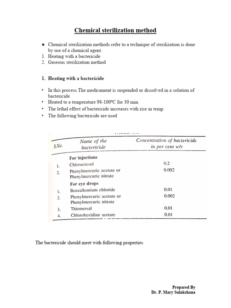 Chemical Sterilization Methods Explained | PDF | Sterilization ...