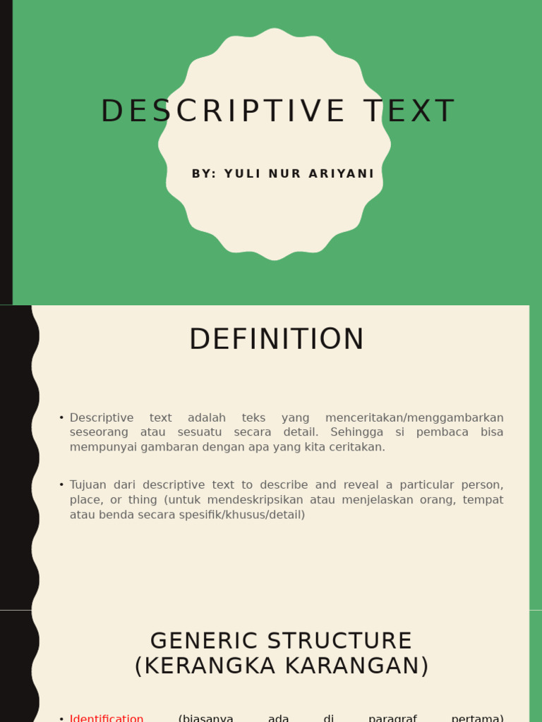 Understanding Descriptive Text Structure | PDF | Morphology | Semantic ...