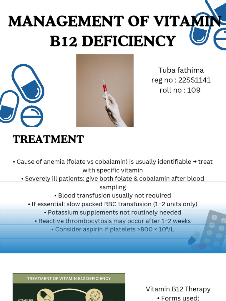 Vitamin B12 Deficiency Management Guide | PDF | Anemia | Vitamin B12