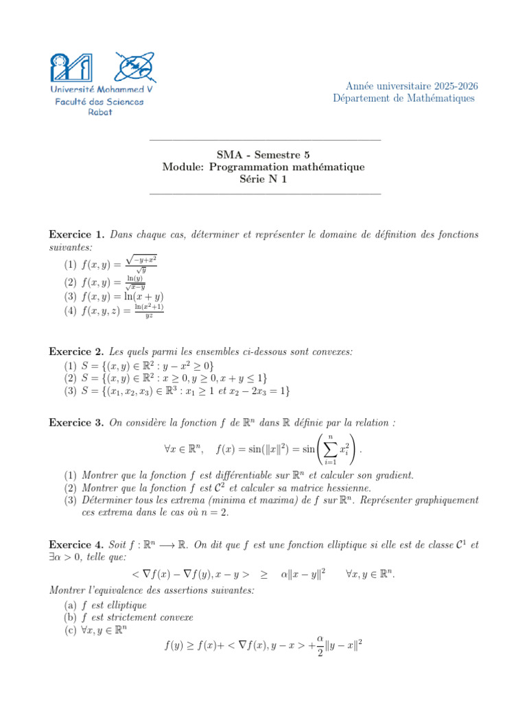 Exercices de Programmation Mathématique | PDF | Algèbre linéaire ...