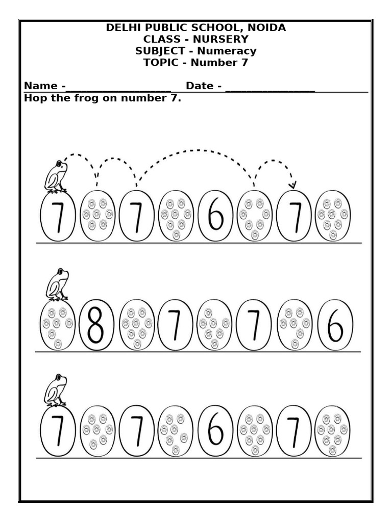 Nursery Numeracy: Number 7 Activity | PDF