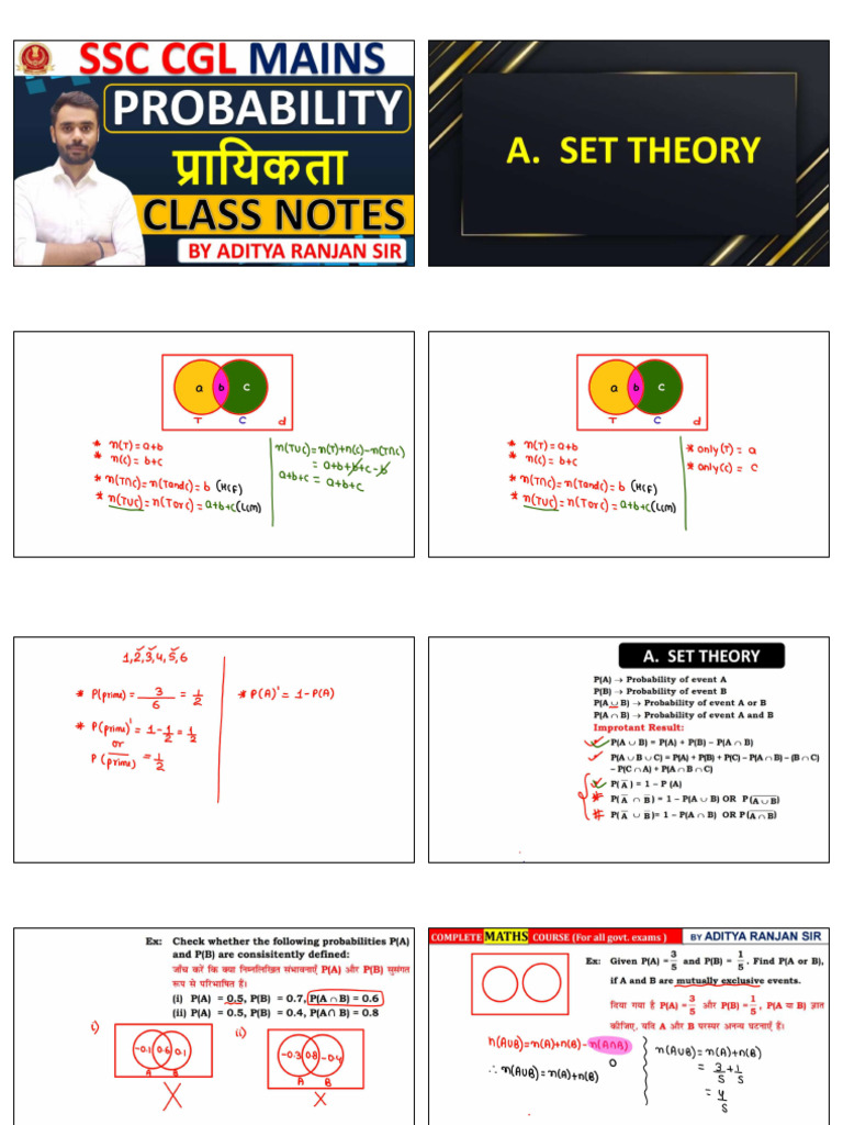 Probability (Class Notes) Set Theory-01 | PDF