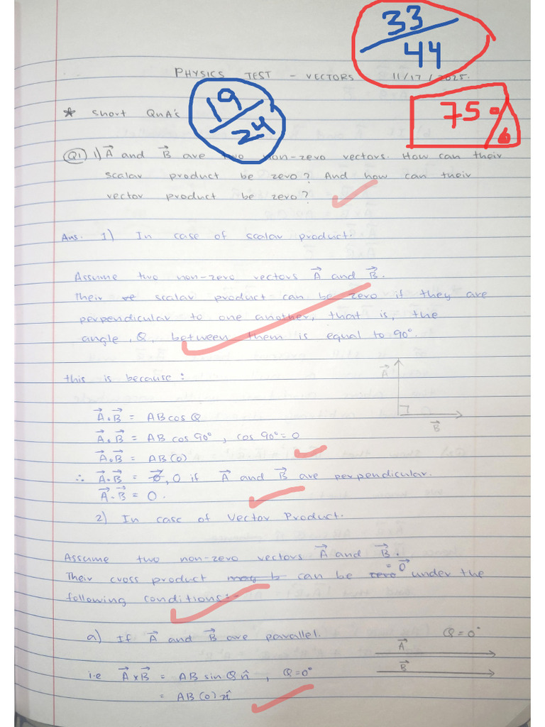 Test#1 Vectors Test Answersheet | PDF