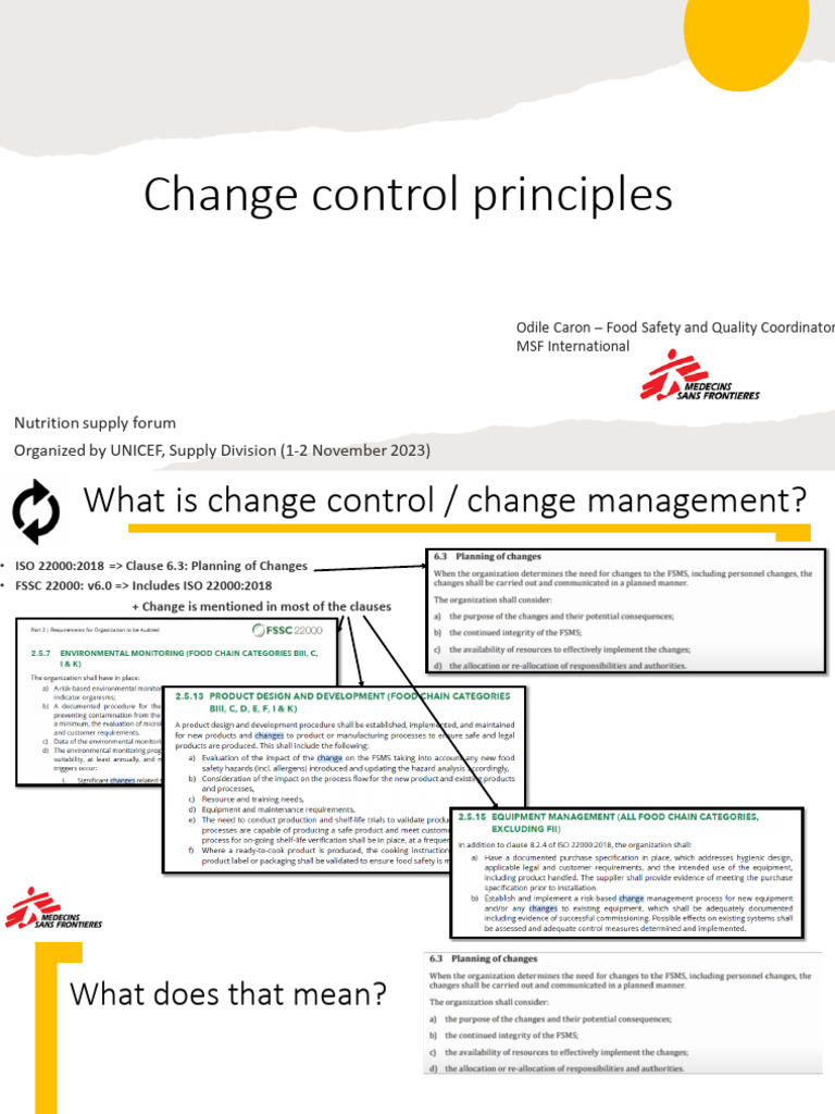 03 ChangeControlPrinciples MSF | PDF | Food Safety | Business