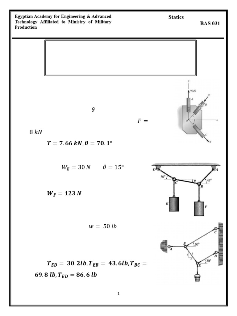 Statics Equilibrium Problems Solutions | PDF