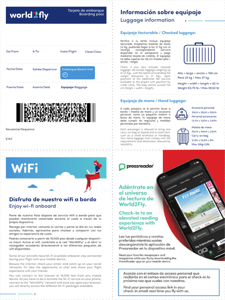 Equipaje y Wi-Fi en vuelos World2Fly | PDF | ciberespacio ...