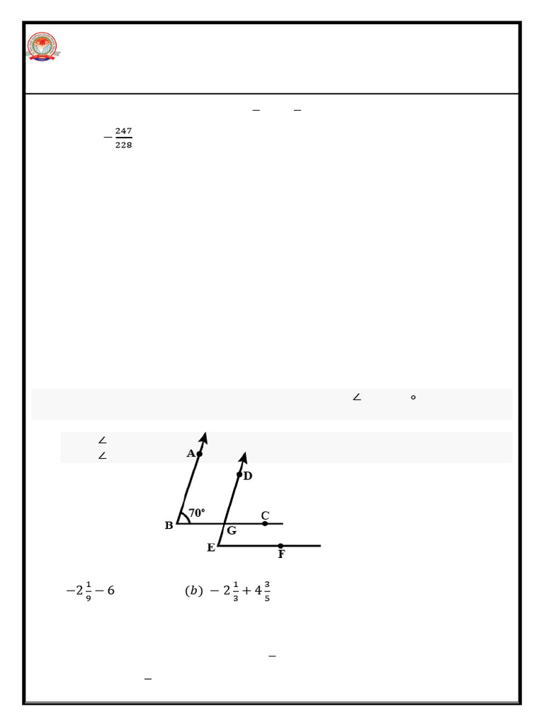 Class VII Mathematics Worksheet 2025-26 | PDF