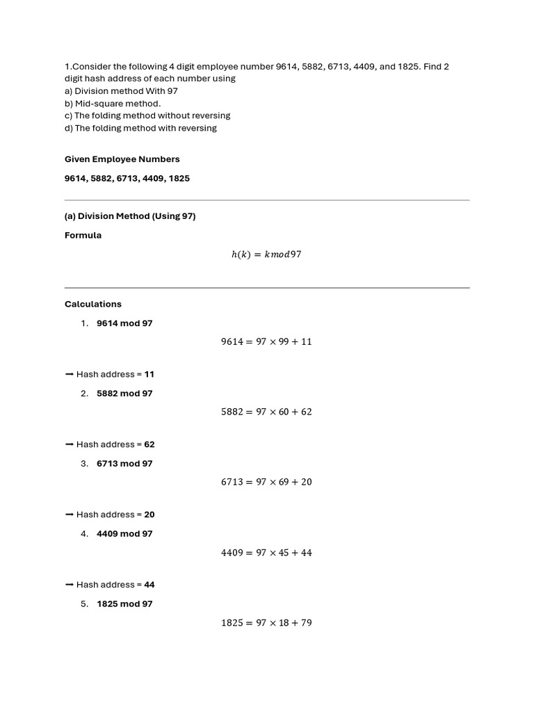 Hashing Techniques and Collision Resolution | PDF | Computer ...