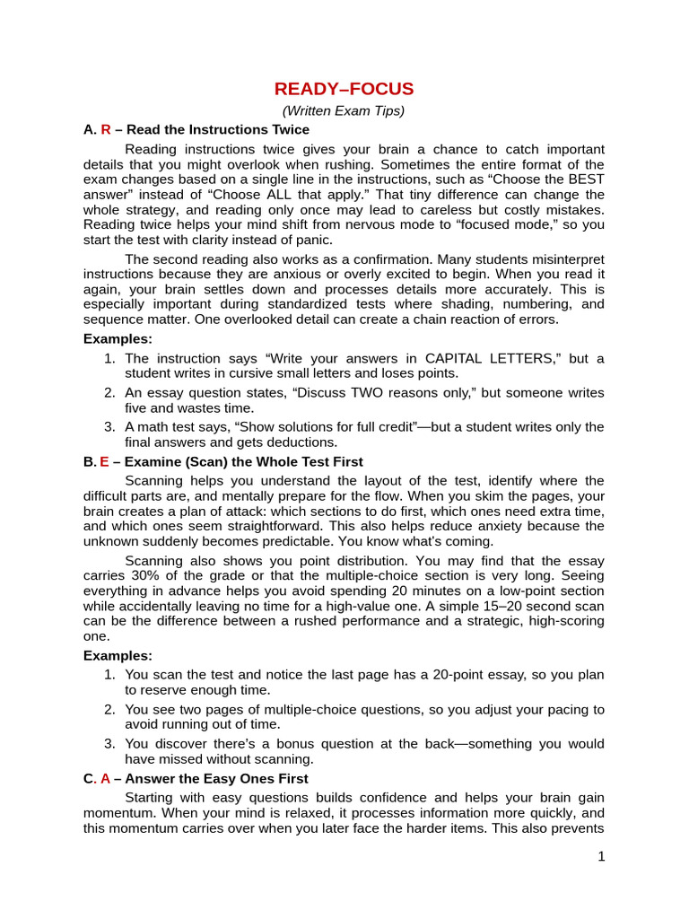 Effective Exam Strategies for Success | PDF | Multiple Choice | Psychology