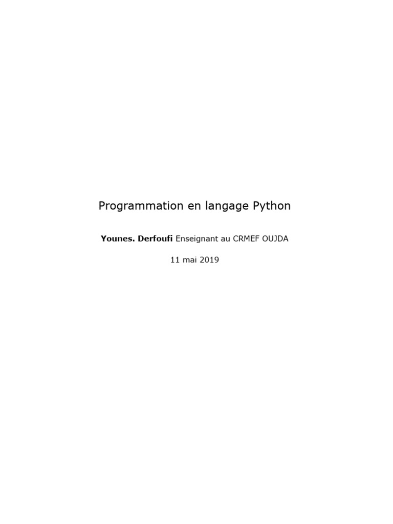 Introduction à la programmation Python | PDF | Python (Langage de ...