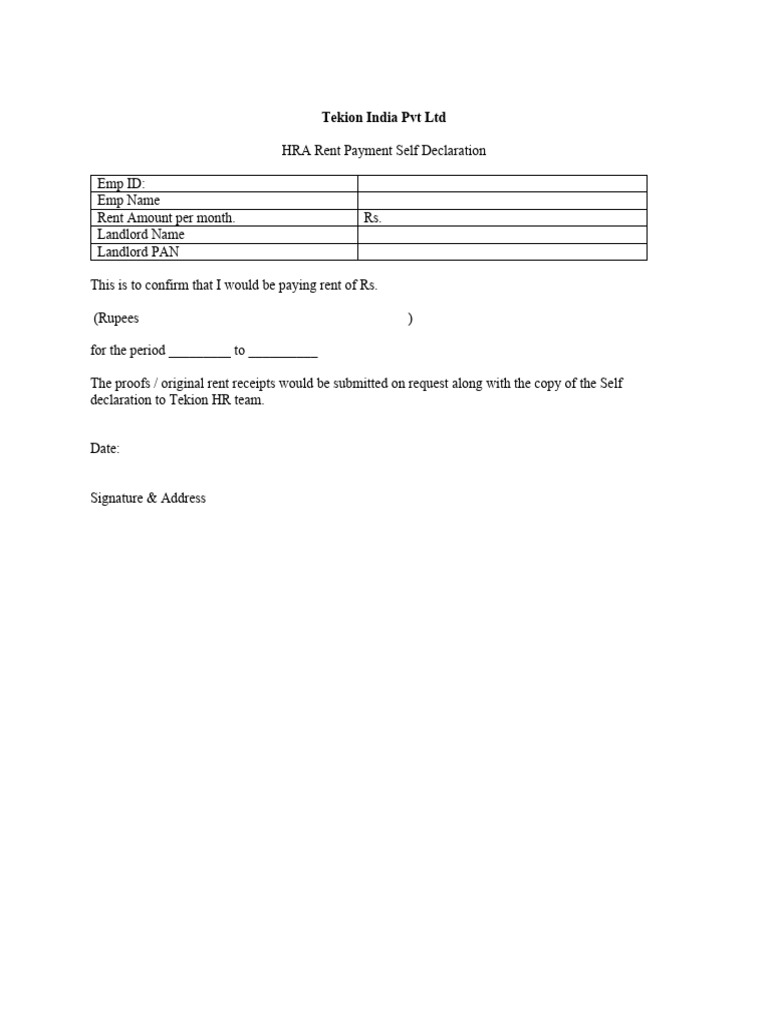 HRA Future Payment Declaration | PDF