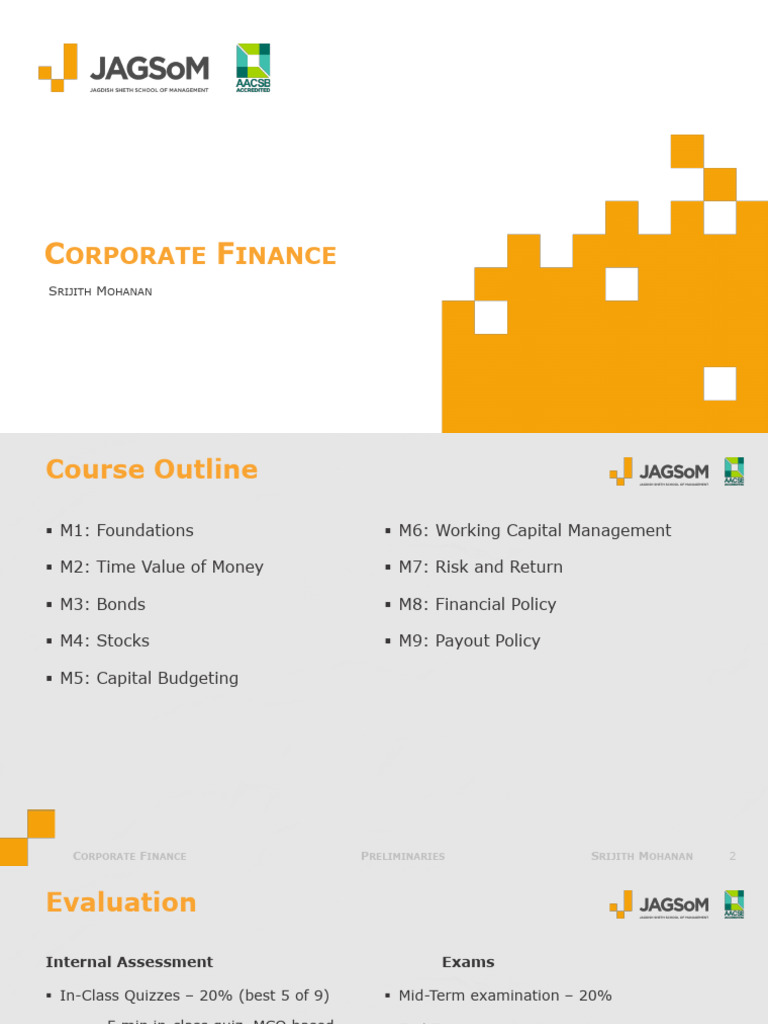 Corporate Finance Course Outline | PDF