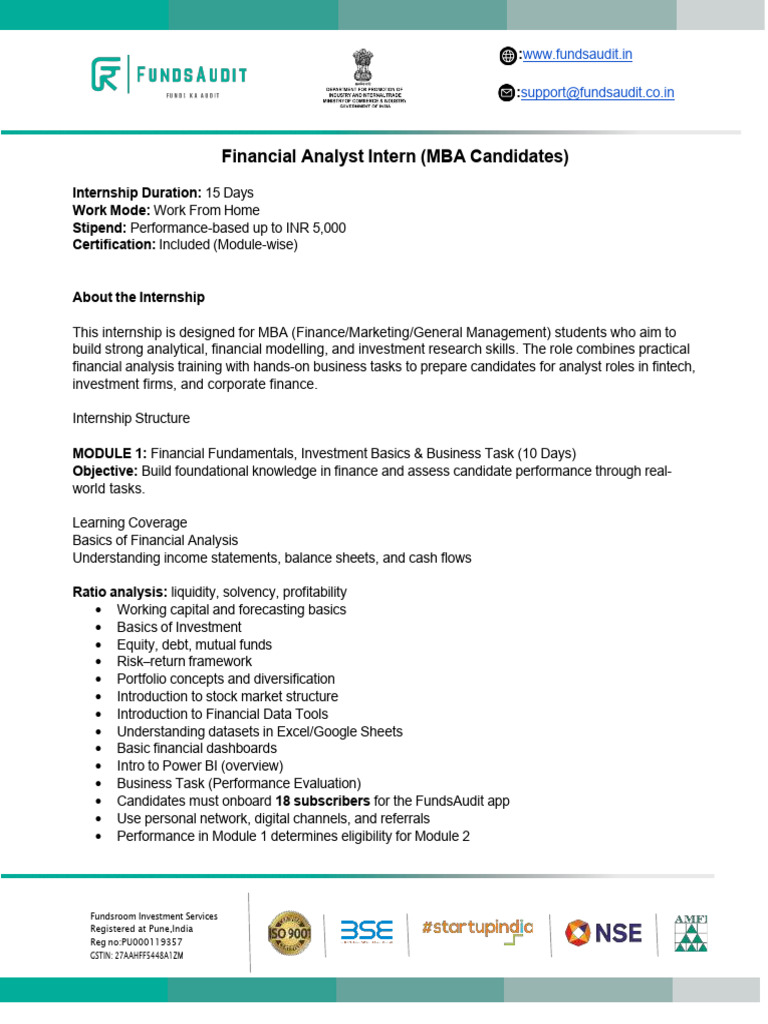 MBA Internship in Financial Analysis | PDF | Financial Analyst ...