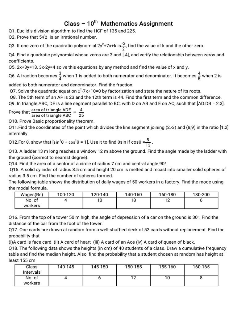 10th Grade Math Assignment Solutions | PDF | Quadratic Equation ...