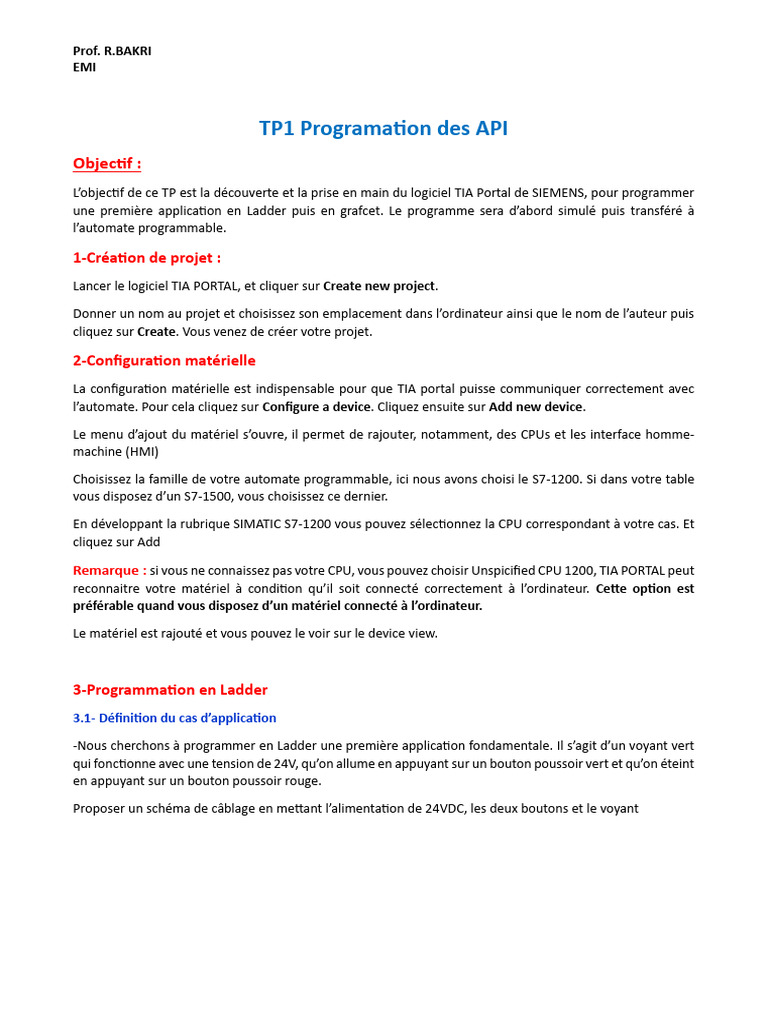 Introduction à TIA Portal et Programmation API | PDF | Informatique ...