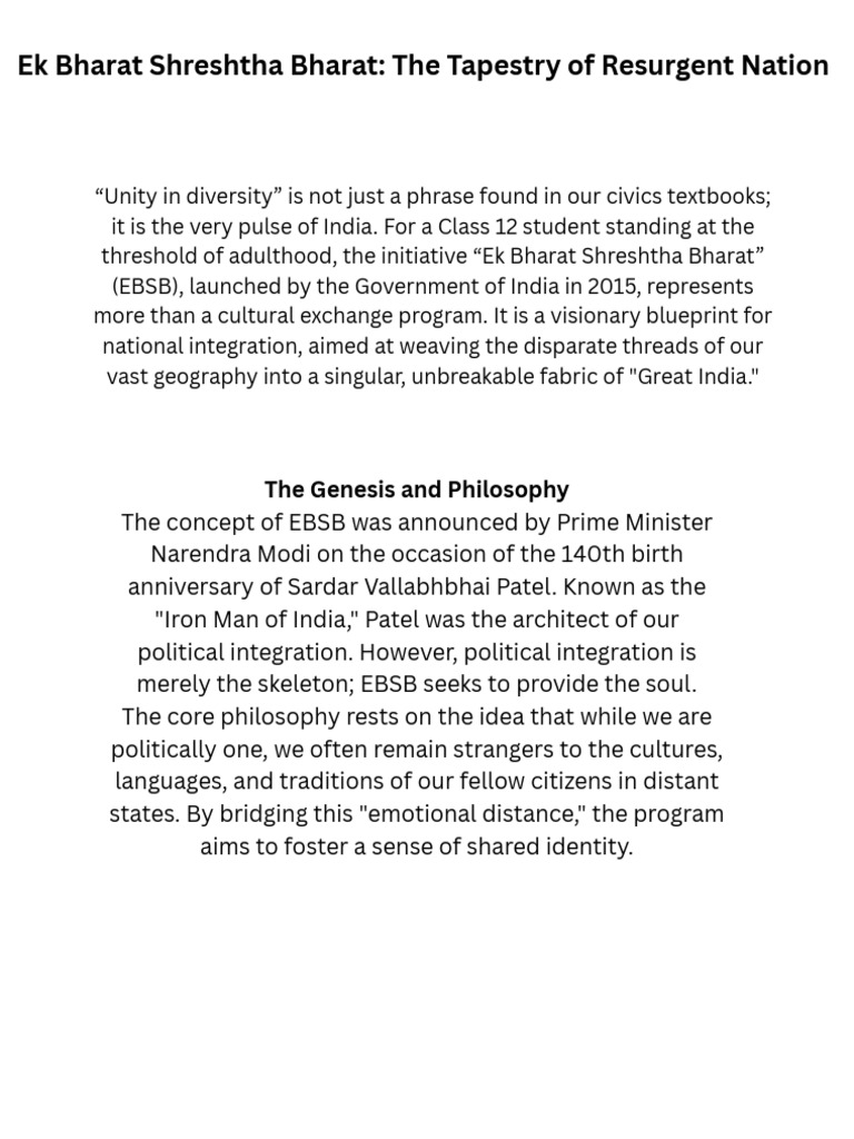Ek Bharat Shreshtha Bharat: Unity in Diversity | PDF